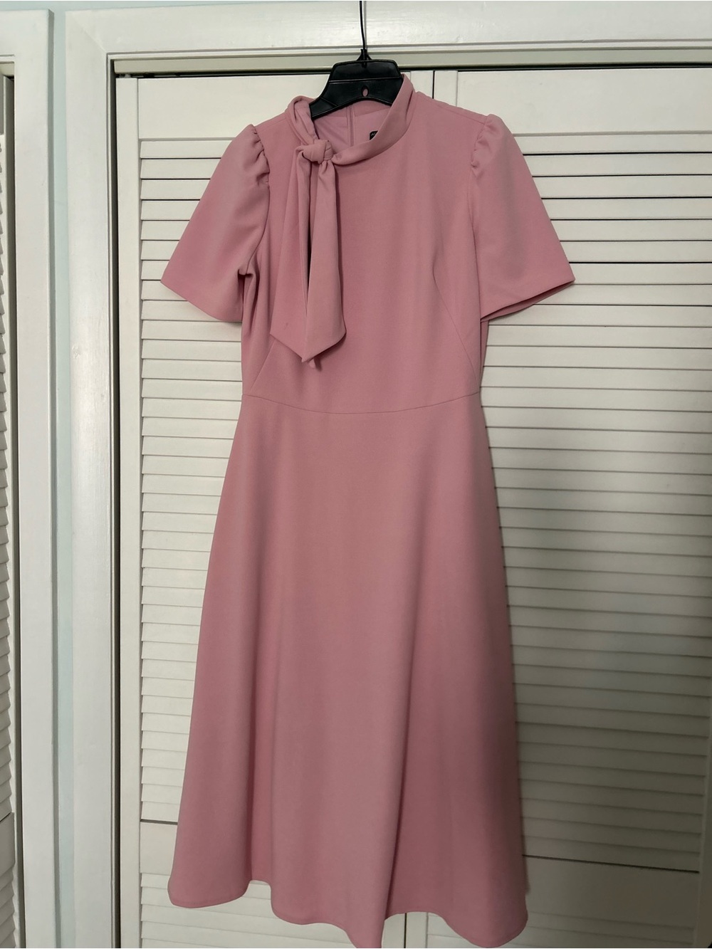 Maggy London Dusty Rose Tie-Neck Midi Dress - Picture 3 of 7